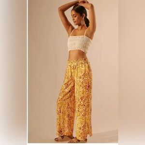 Anthropologie Yellow and Orange Patterned Pants